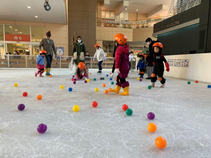 長靴でスケート教室