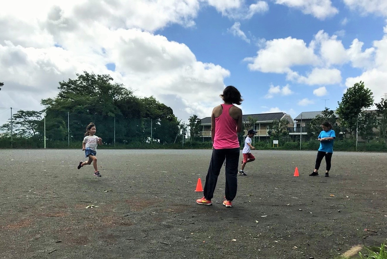 かけっこ教室のタイム測定