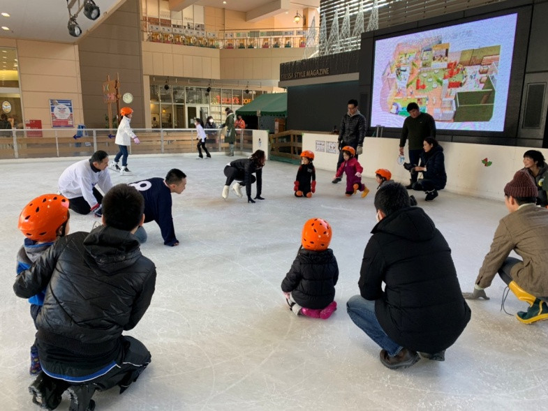 長靴でスケート教室