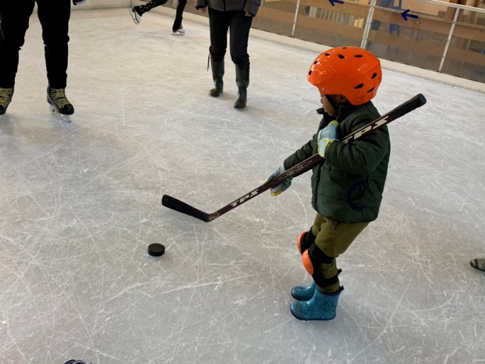 長靴でスケート教室